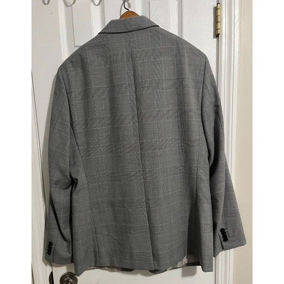 Size-Large Banana Republic Italian Fabric Blazer 44R Gray Windowpane Mens Coat - Picture 3 of 12
